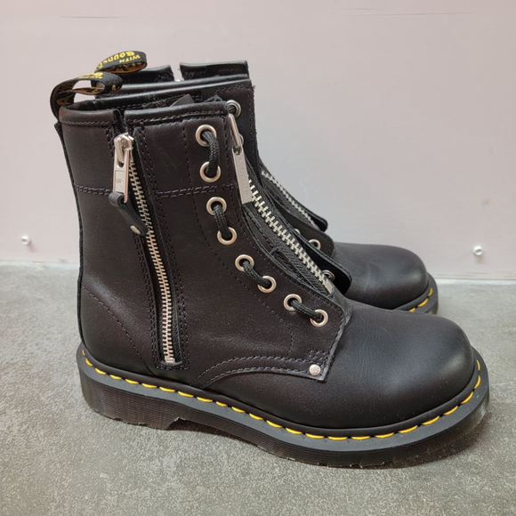 Dr. Martens Shoes - Doc Marten Dr. Martens 1460 Twin Zip Leather Lace Up Boots Black US L 6